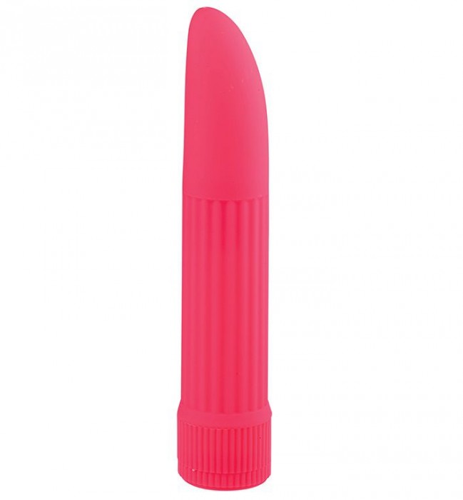 Классический розовый вибратор со скошенным кончиком BASICX MULTISPEED VIBRATOR - 13 см.