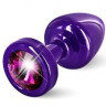 Фиолетовая пробка ANNI round Purple T1 Fuschia с малиновым кристаллом - 6 см.