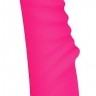 Розовый ребристый вибромассажер для стимуляции точки G - 15 см.