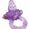 Фиолетовое эрекционное кольцо с вибрацией и рельефным язычком NUBBY CLITORAL PROBE COCKRING