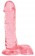 Розовый гелевый фаллоимитатор с мошонкой - 18,5 см.