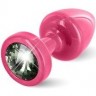 Розовая пробка с чёрным кристаллом ANNI round Pink T1 Black Diamond - 6 см.