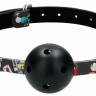 Черный кляп-шарик Breatheable Ball Gag Old School Tattoo Style