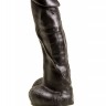 Большой чёрный вибромассажёр в форме фаллоса - 20,5 см.