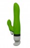 Зеленый вибратор с клиторальным стимулятором Hermes - 17,8 см.