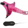 Розовый страпон на трусиках с вибрацией 10Mode Vibrations Harness-G spot Dong - 18,7 см.