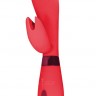 Красный вибратор Leyla с клиторальным отростком - 20,5 см.
