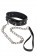 Чёрный кожаный ошейник Leather Collar с металлической цепью