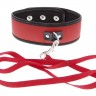 Красно-чёрный ошейник из полиуретана с поводком Collar and Leash