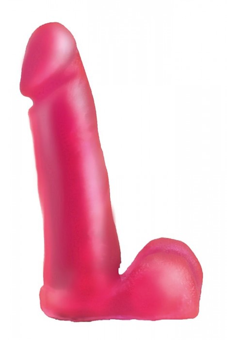 Нежно-розовая гелевая насадка-фаллос для трусиков с плугом - 16 см.