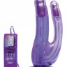 Фиолетовый двойной страпон с вибрацией Double Penetrator Vibe Strap-On - 19 см.