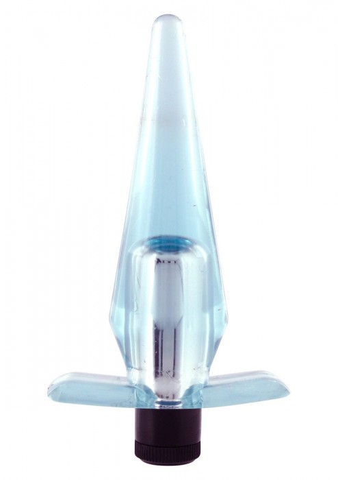 Голубая анальная пробка с вибрацией SUPER COMPACT VIBRATING BUTTPLUG - 10 см.