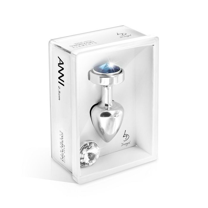 Серебристый анальный плаг с двумя заменяемыми кристаллами на магните Anni Magnet Silver T1 - 6 см.