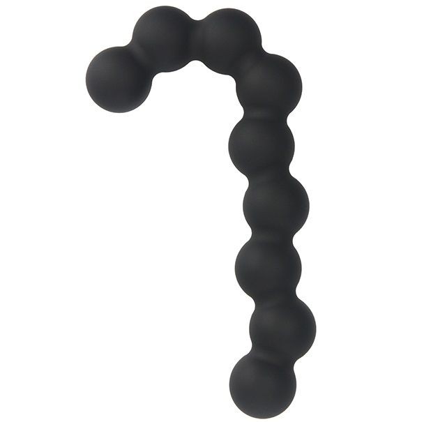 Чёрная анальная цепочка SEE YOU CANDY CANE ANAL BEADS - 13,1 см.