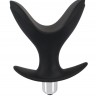 Чёрная анальная V-образная пробка Black Velvets Vibrating Anchor Plug с вибрацией - 10,3 см.