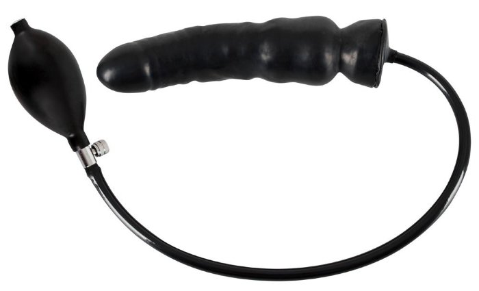 Чёрный надувной фаллоимитатор из латекса Inflatable Latex Dildo - 20 см.