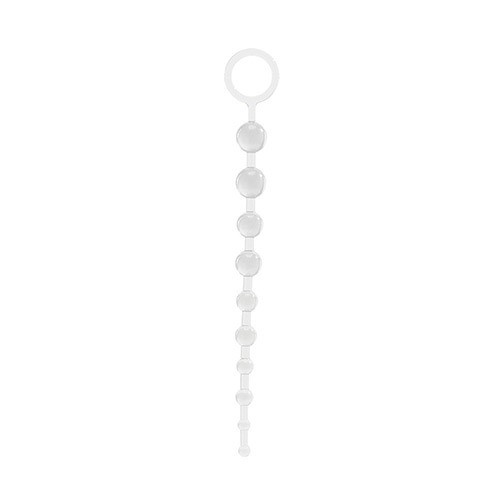 Прозрачная анальная цепочка с колечком JAMMY JELLY ANAL 10 BEADS CRYSTAL - 32 см.