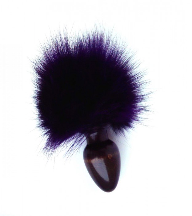 Анальная пробка с фиолетовым заячьим  хвостом - 8 см.