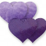 Комплект из 1 пары фиолетовых пэстис-сердечек с блестками и 1 пары сиреневых пэстис-сердечек с гладкой поверхностью