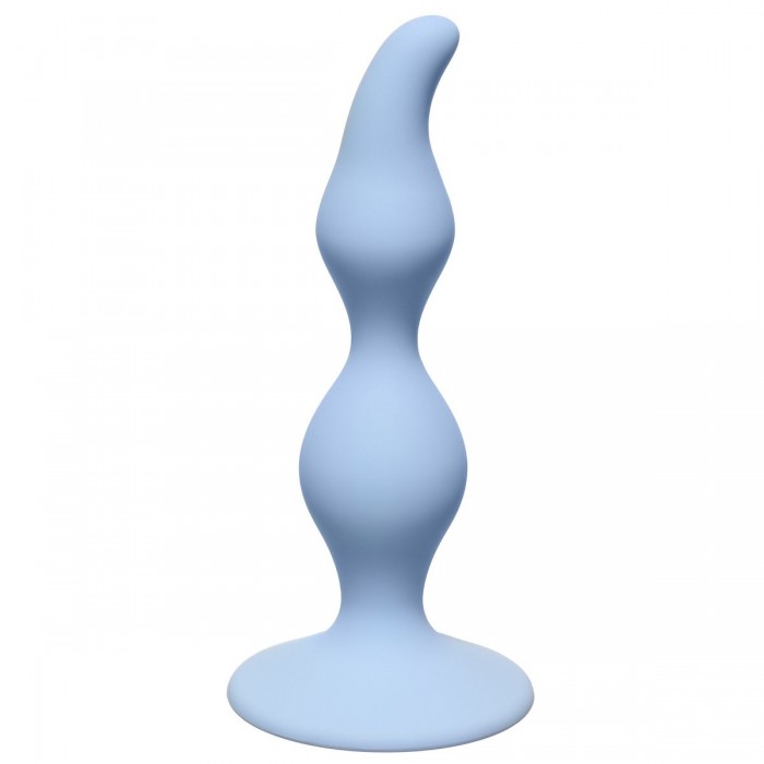 Голубая анальная пробка Curved Anal Plug Blue - 12,5 см.