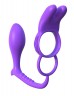 Фиолетовое эрекционное кольцо с анальным стимулятором Ass-Gasm Vibrating Rabbit