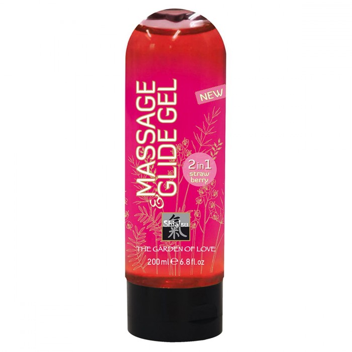 Массажное масло и лубрикант Massage   Glide Gel с клубничным ароматом - 200 мл.