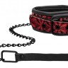 Красно-черный широкий ошейник с поводком Luxury Collar with Leash