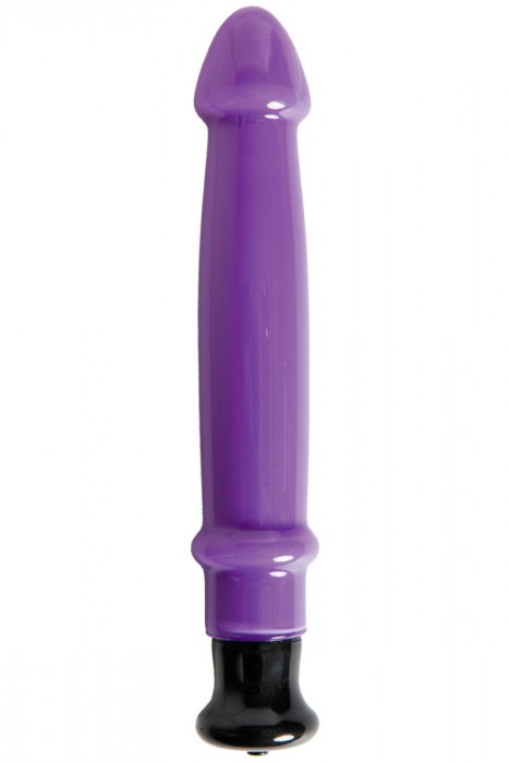 Фиолетовый стеклянный вибратор с головкой - 21,5 см.